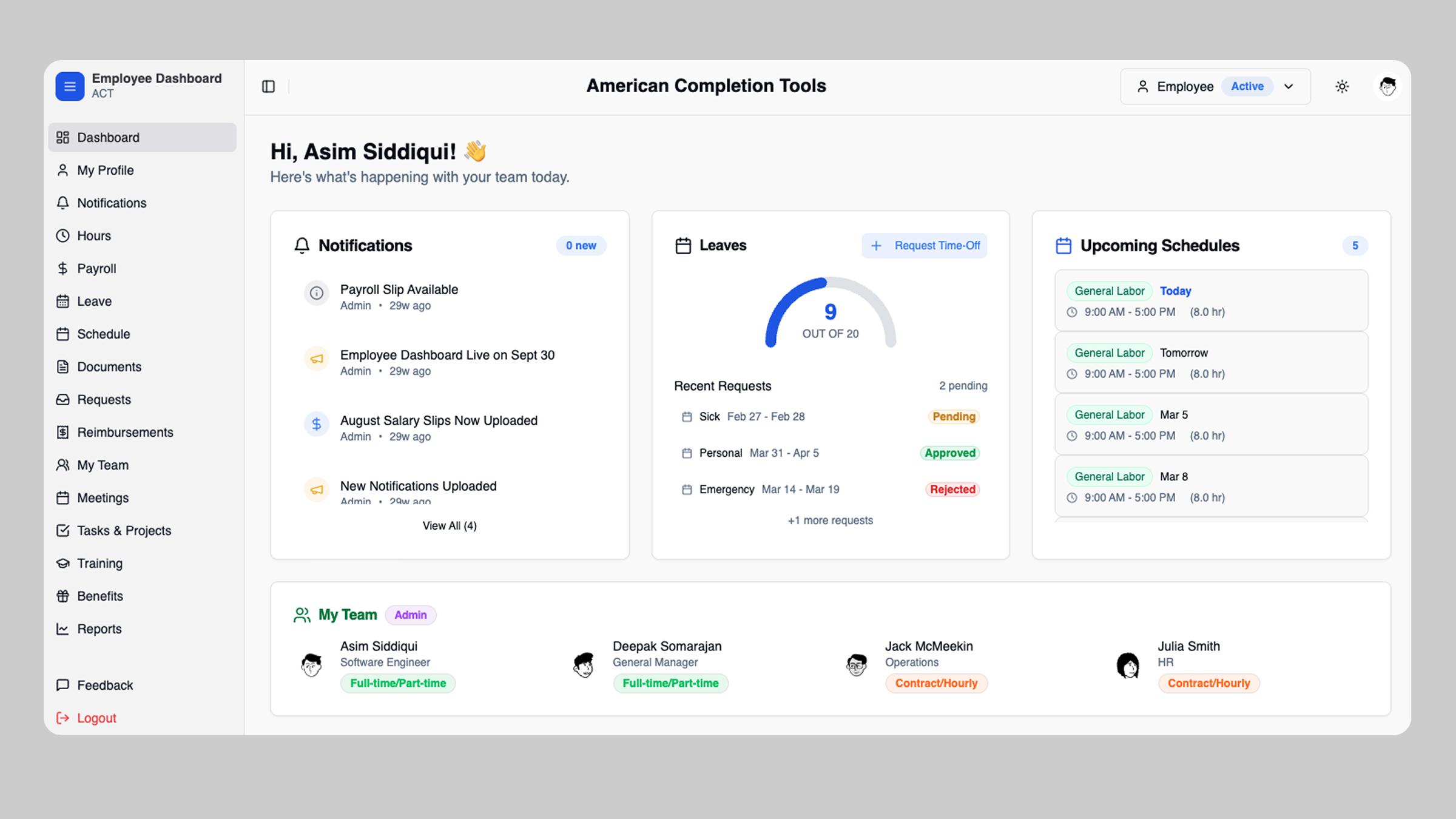 ACT Scheduling and Employee Tools